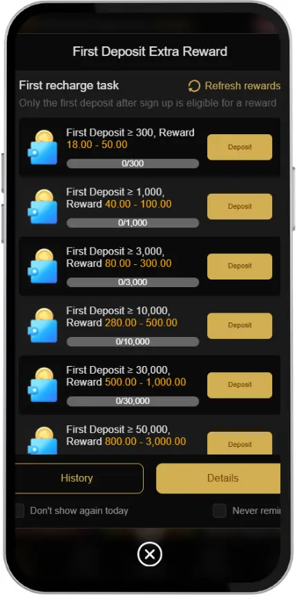 ER666 Game First Deposit